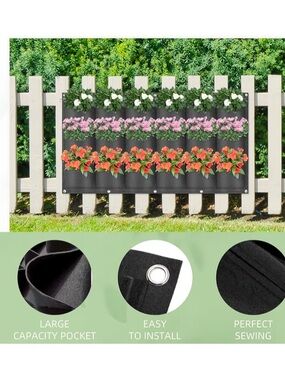 18 Pockets Hanging Grow Bags, 2 Pack Horizontal Wall Planter Plant Grow Bags